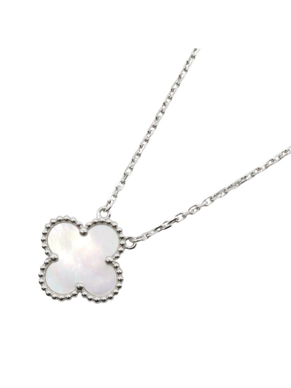 Van Cleef & Arpels Necklace Vintage Alhambra Mother of Pearl 41.5 18k White Gold